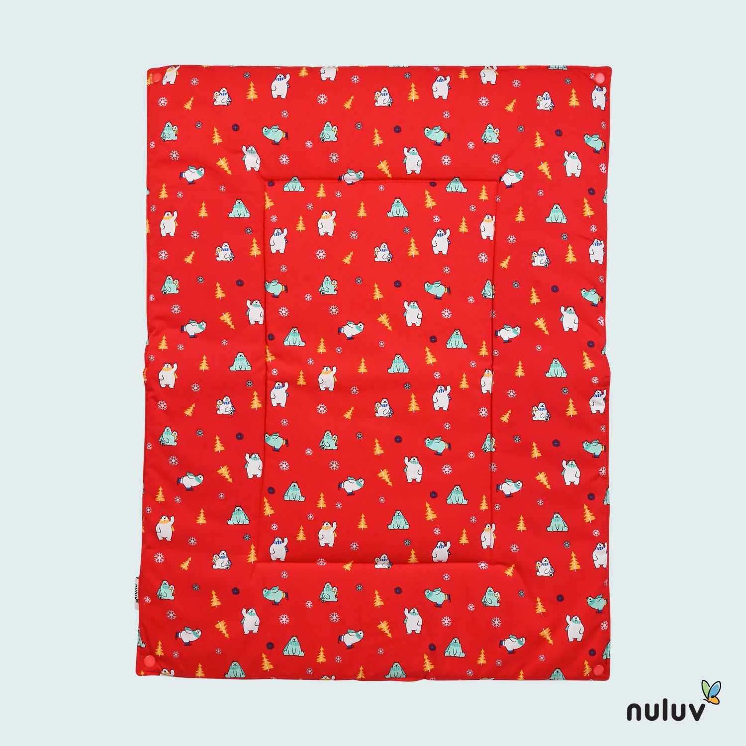 Red Diaper Changing Mat ( plastic base with 3 diaper mats ) 100 % Organic Cotton with Antimicrobial Finish