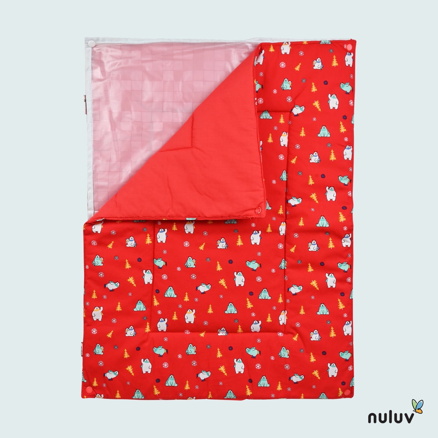 Red Diaper Changing Mat ( plastic base with 3 diaper mats ) 100 % Organic Cotton with Antimicrobial Finish