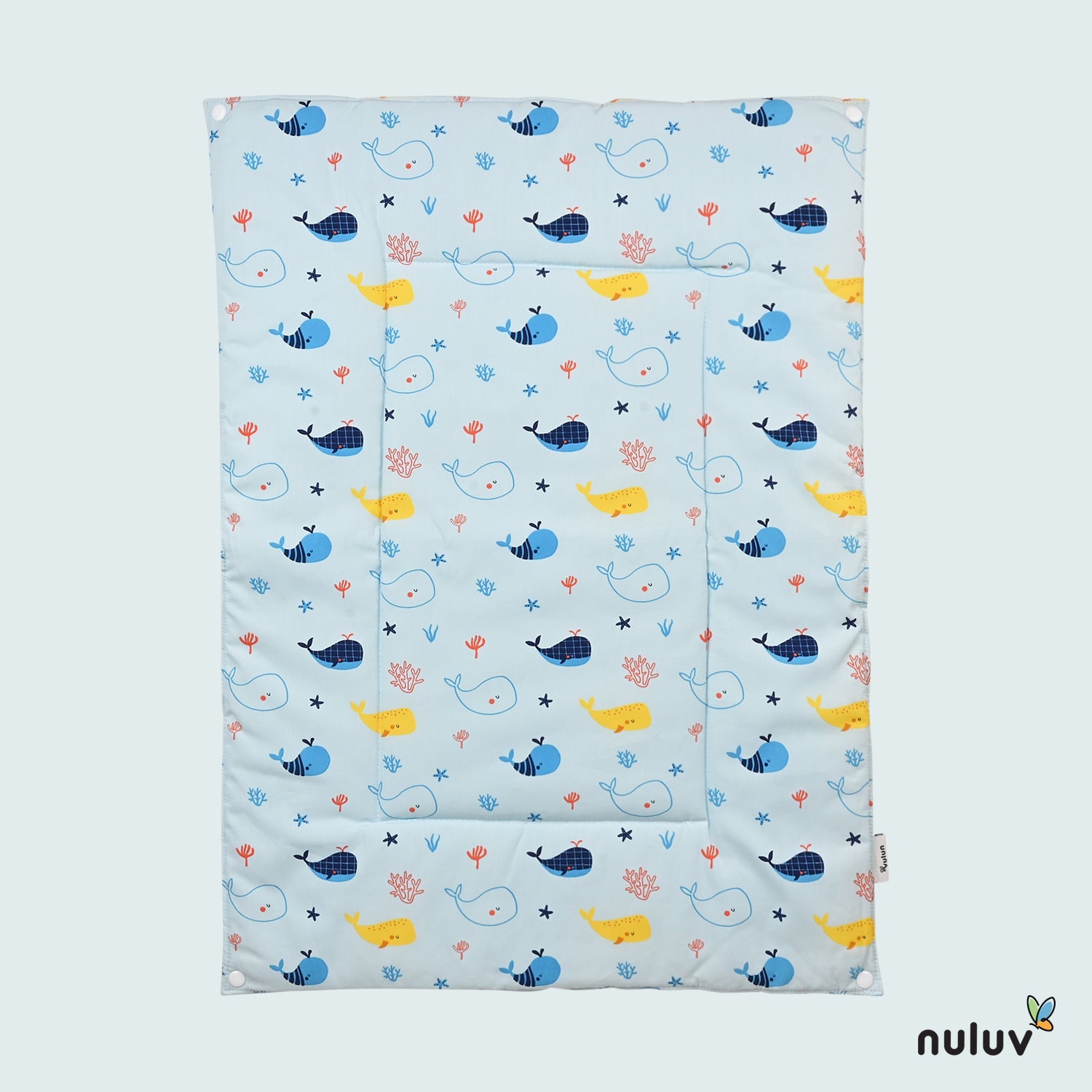 Nuluv Lt Blue Diaper Changing Mat (plastic base with 3 diaper mats) 100 % Organic Cotton with Antimicrobial Finish