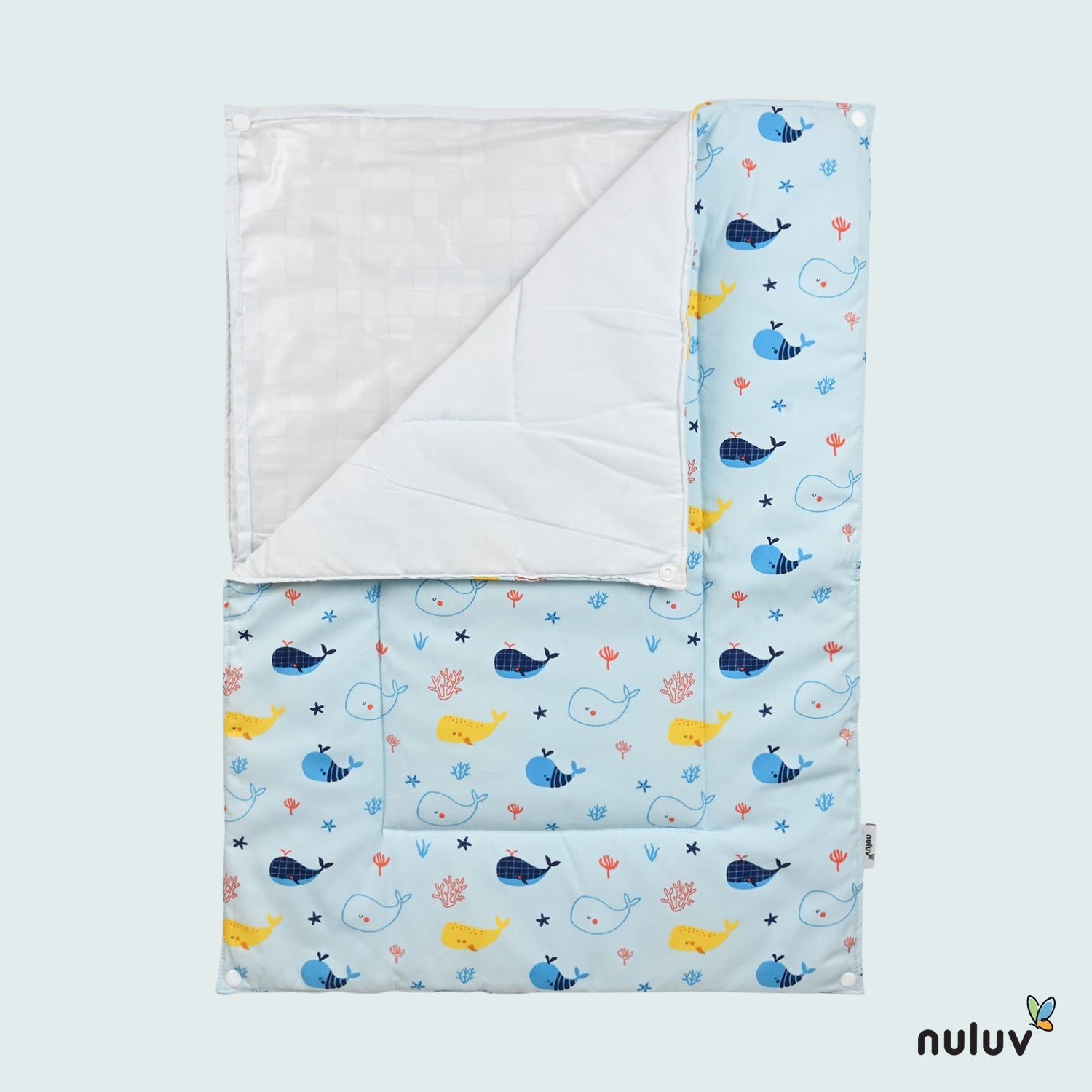 Nuluv Lt Blue Diaper Changing Mat (plastic base with 3 diaper mats) 100 % Organic Cotton with Antimicrobial Finish