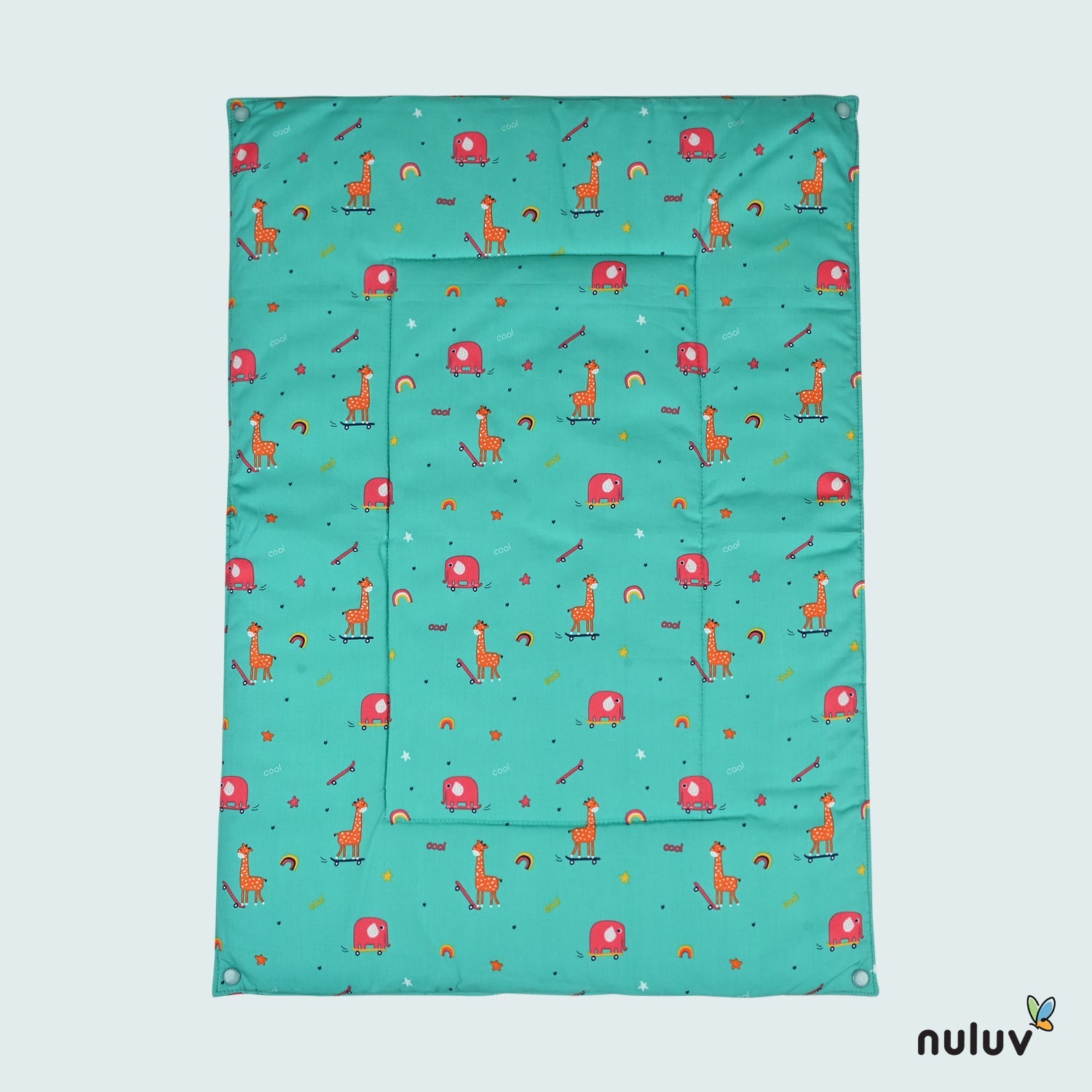 Nuluv Lt Green Diaper Changing Mat (plastic base with 3 diaper mats) 100 % Organic Cotton with Antimicrobial Finish