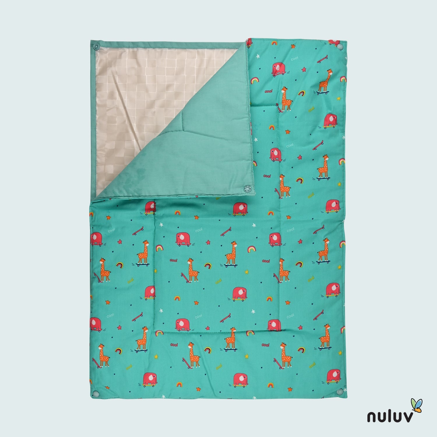 Nuluv Lt Green Diaper Changing Mat (plastic base with 3 diaper mats) 100 % Organic Cotton with Antimicrobial Finish