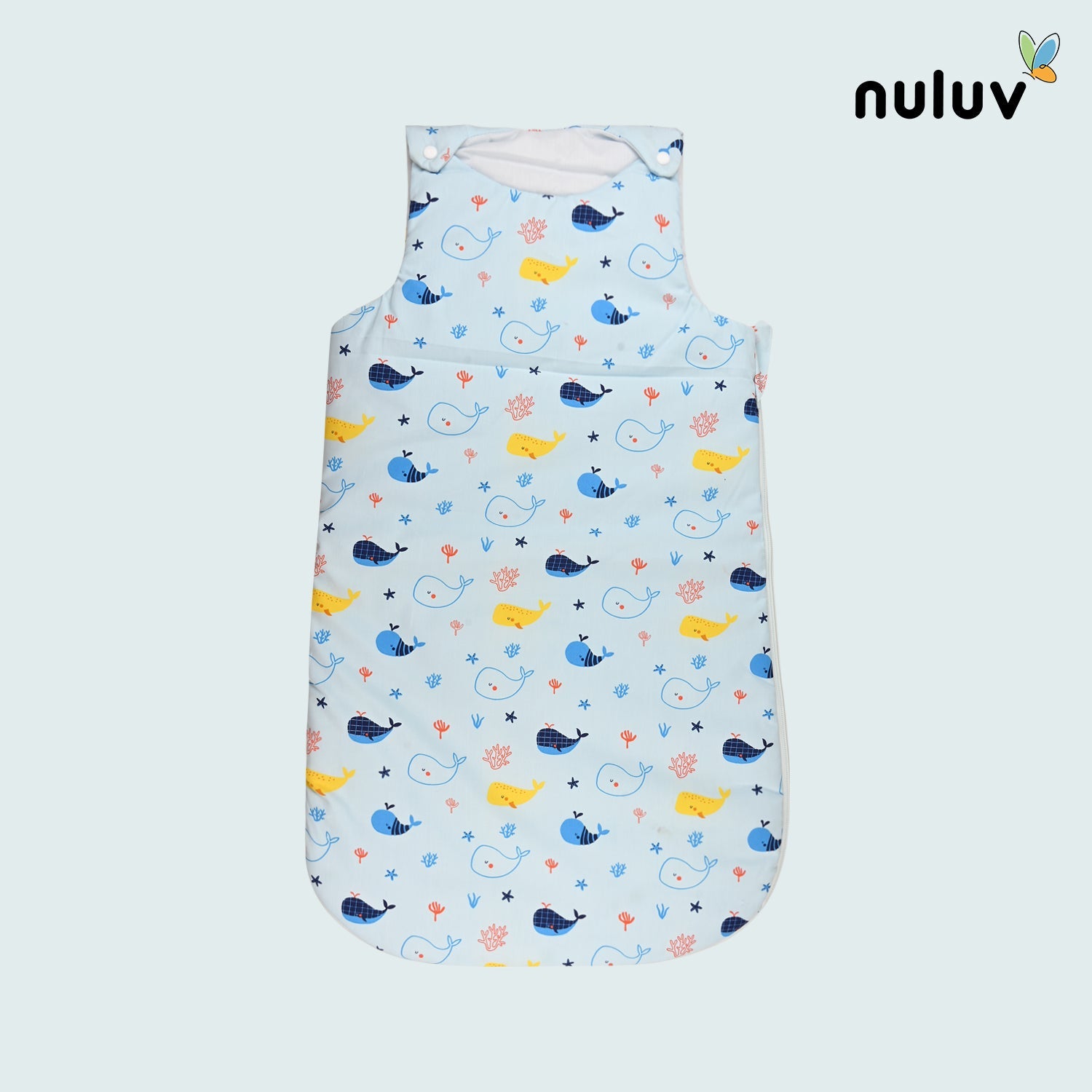 Nuluv Lt Blue Sleeping Bag 100 % Organic Cotton with Antimicrobial Finish