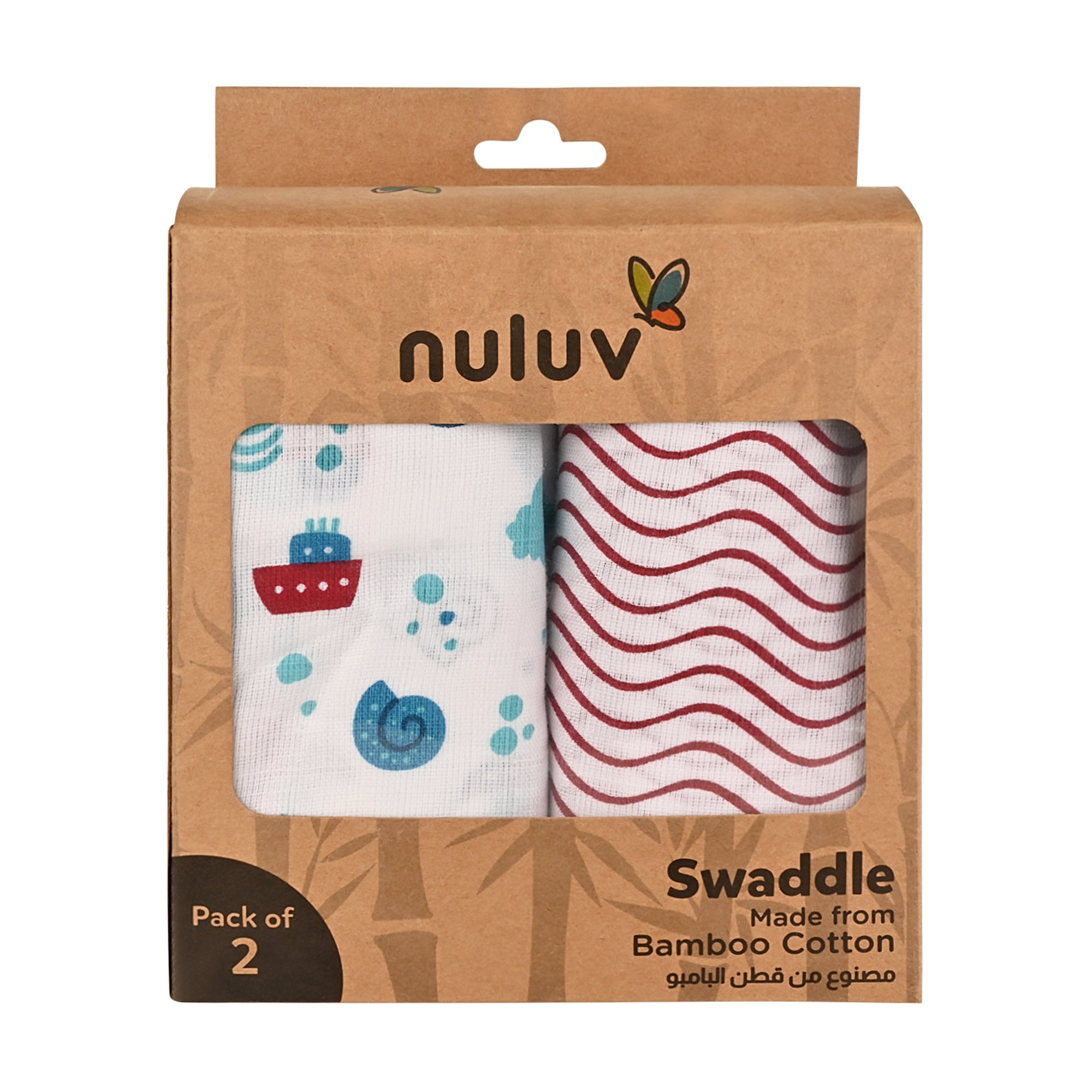 Nuluv Red Anchor Swaddle Wrap 0-6 months  (Bamboo Cotton, Multicolor)