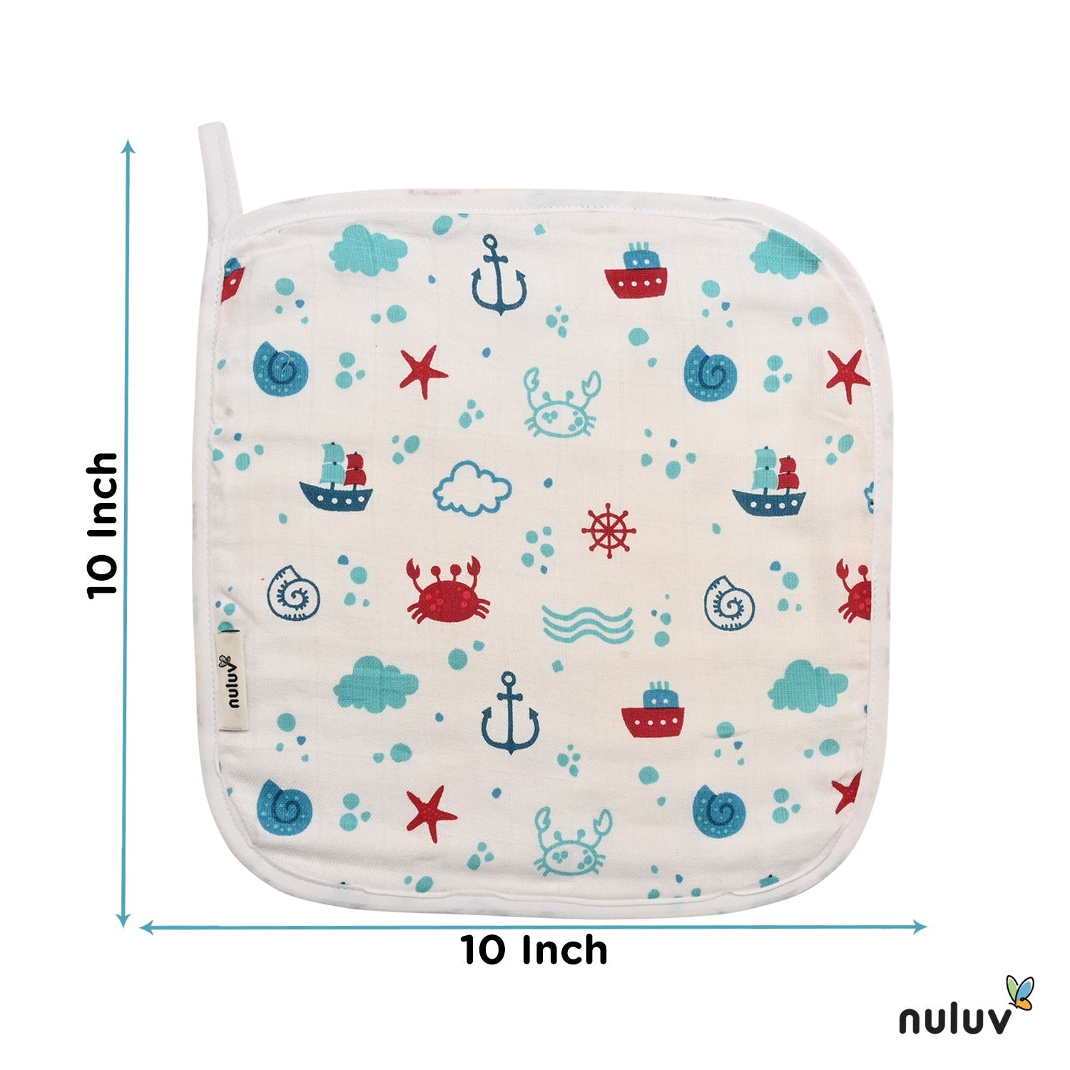 Nuluv Red Anchor Wash Cloth 0-6 months (Pack of 6)