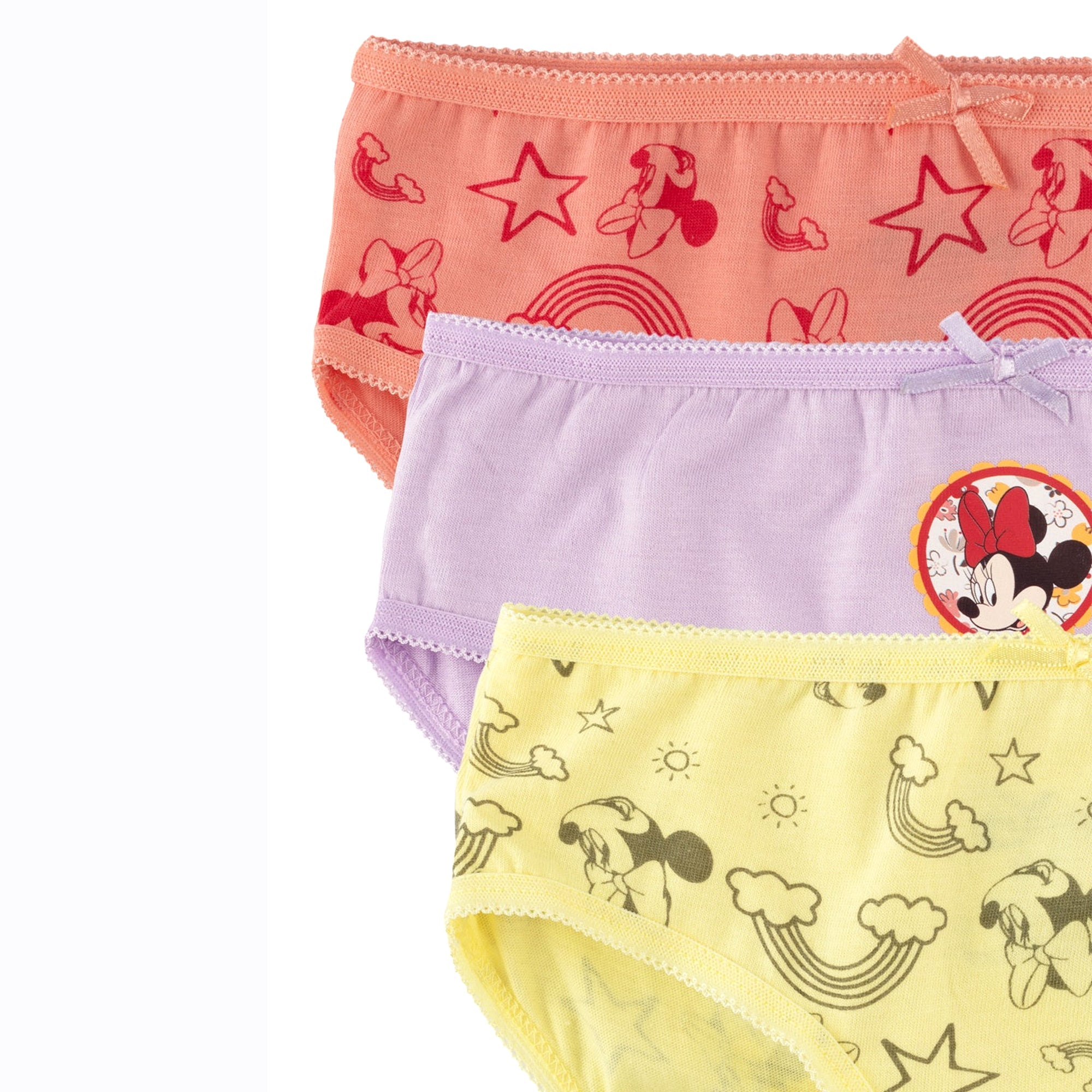 Nuluv Girls Minnie Mouse Printed Brief Underwear Innerwear (Multicolor, Pack of 3)